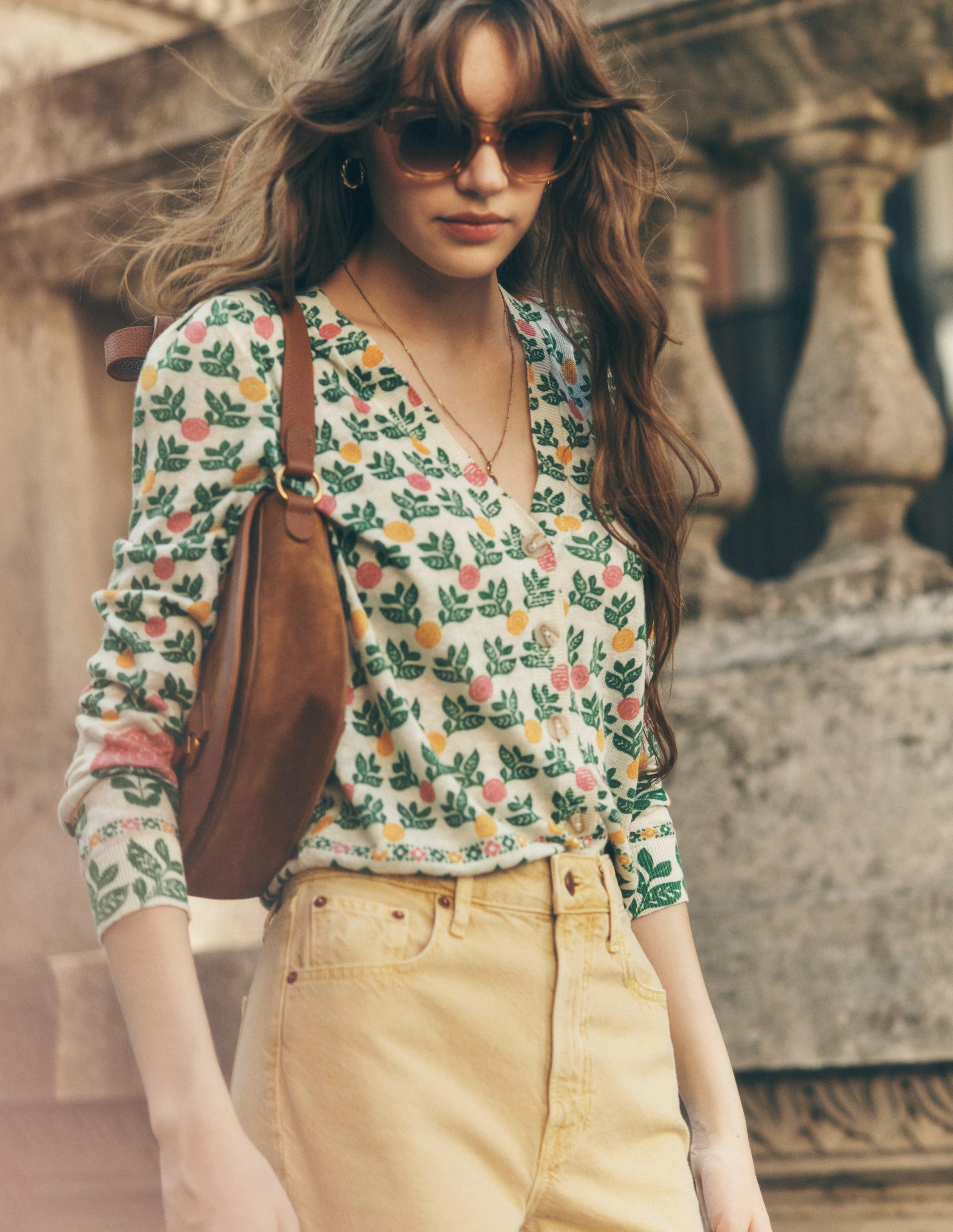 Liv V-Neck Linen Cardigan-Warm Ivory. Dahlia Garden