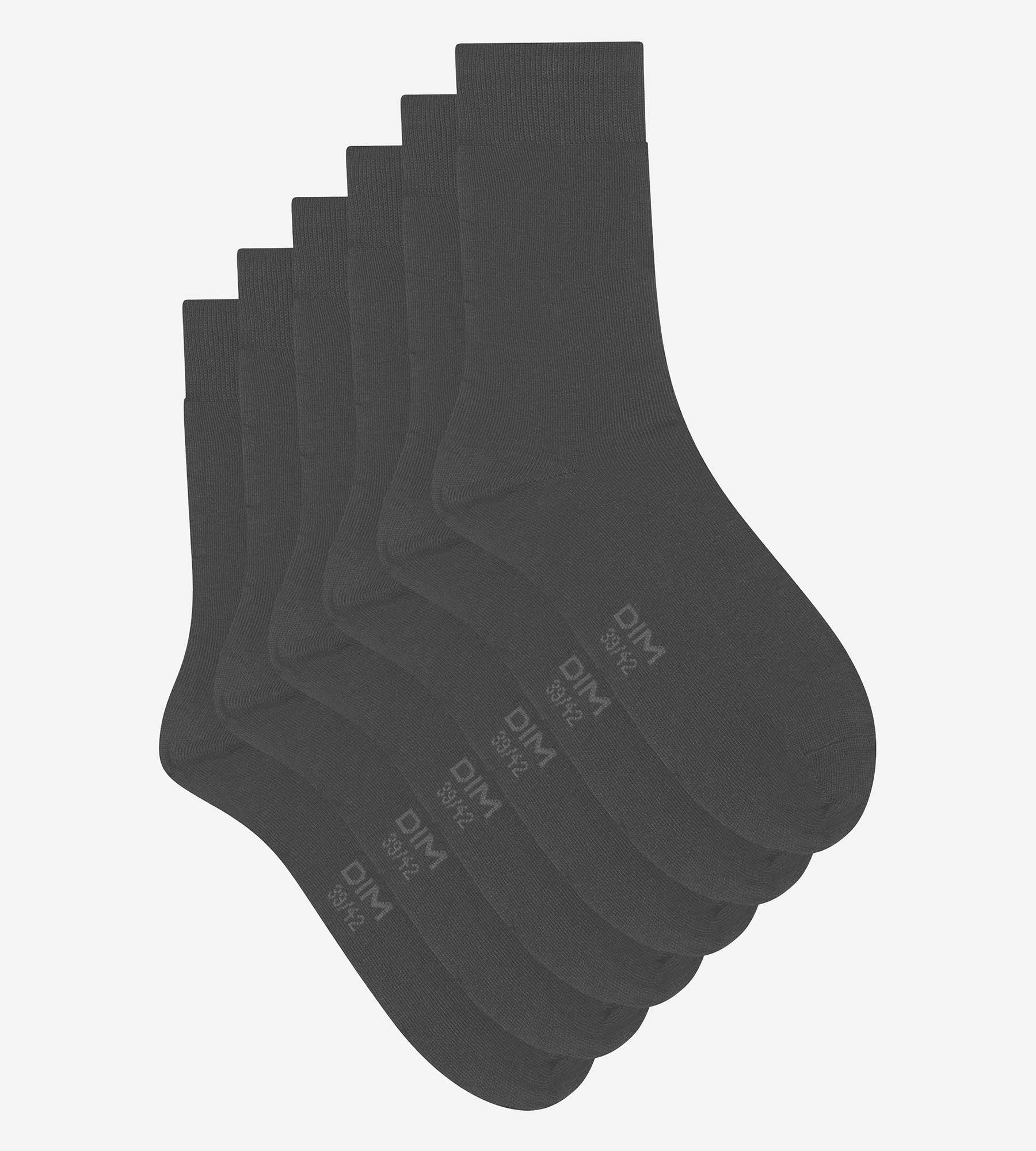 Lot de 3 paires de chaussettes homme Anthracite Dim Coton Confort
