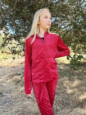 Minky Hoodie and Jogger Gift Set - Burgundy