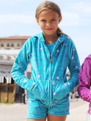 Minky Loungewear Shorts - Ocean Print