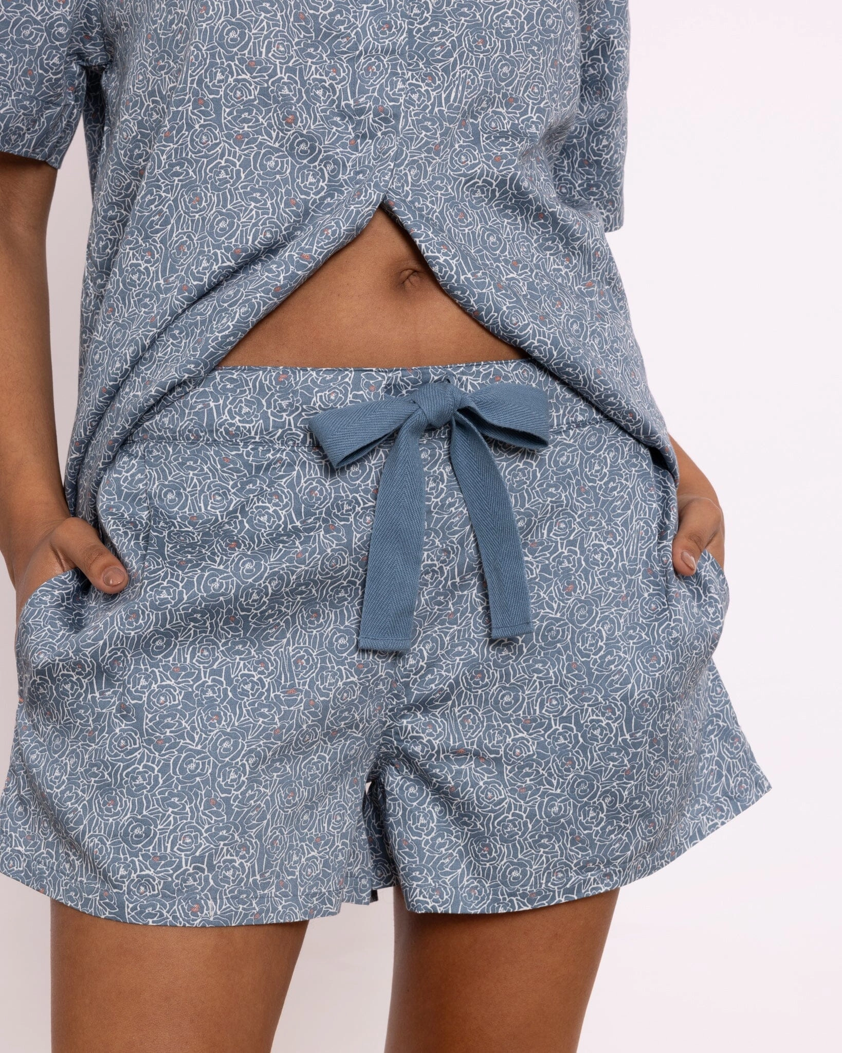 Organic Cotton Blue Short Pyjama Set, Little Bums