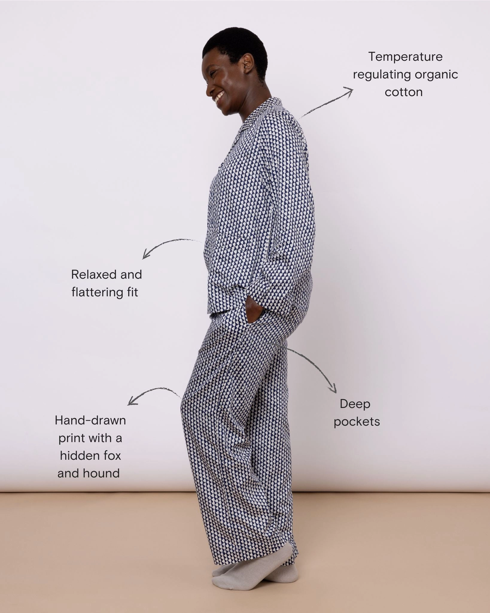 Organic Cotton Navy Pyjama Set, Hounds of Love