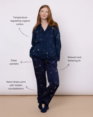 Organic Cotton Navy Pyjama Set, Night Time