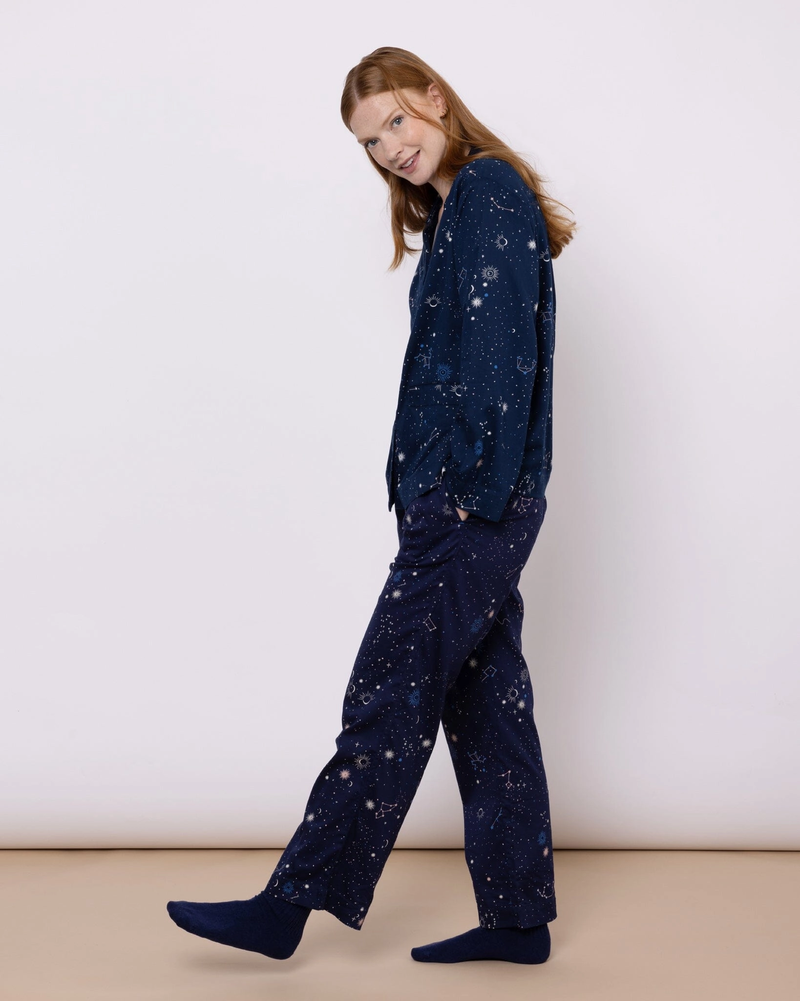 Organic Cotton Navy Pyjama Set, Night Time