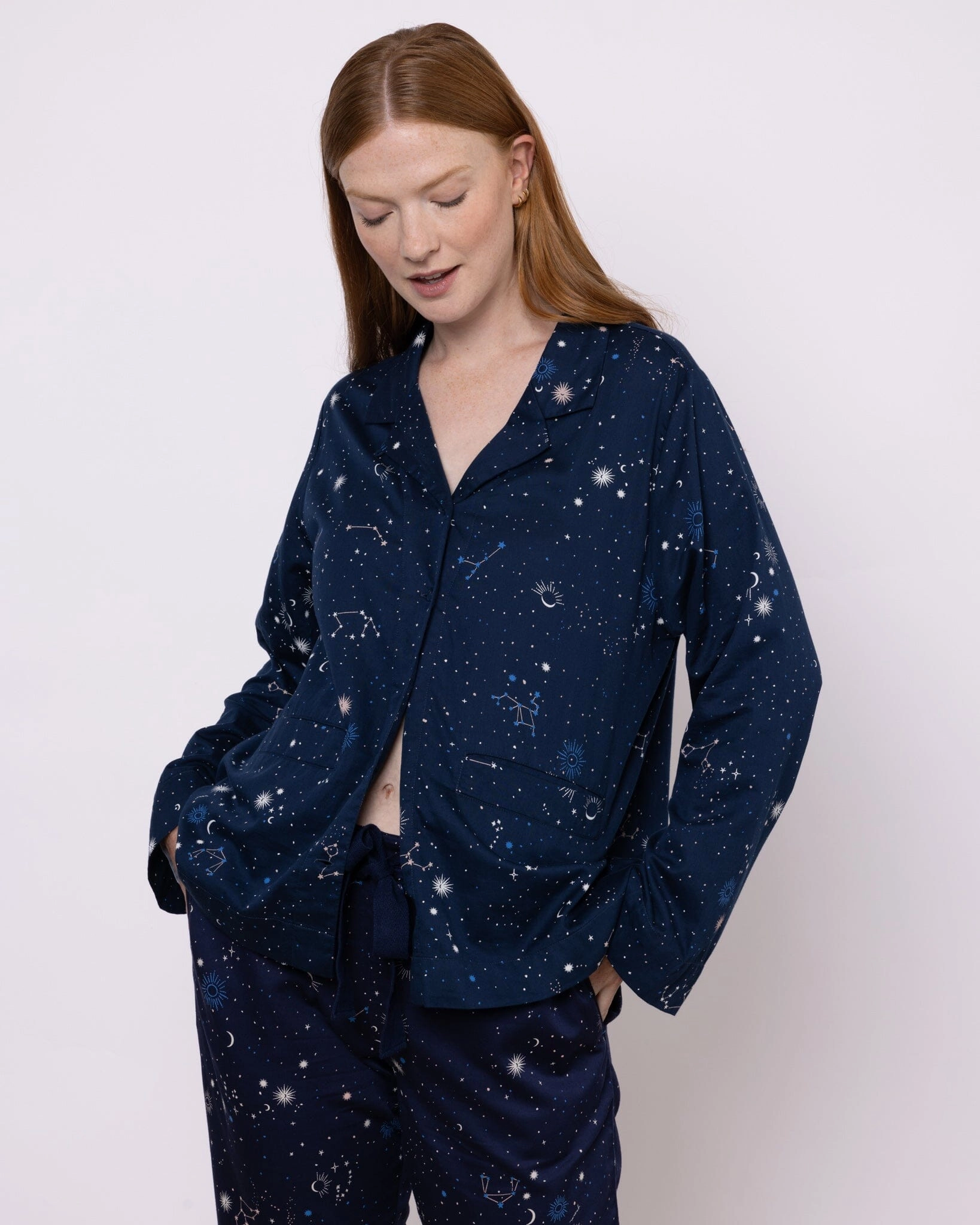 Organic Cotton Navy Pyjama Set, Night Time