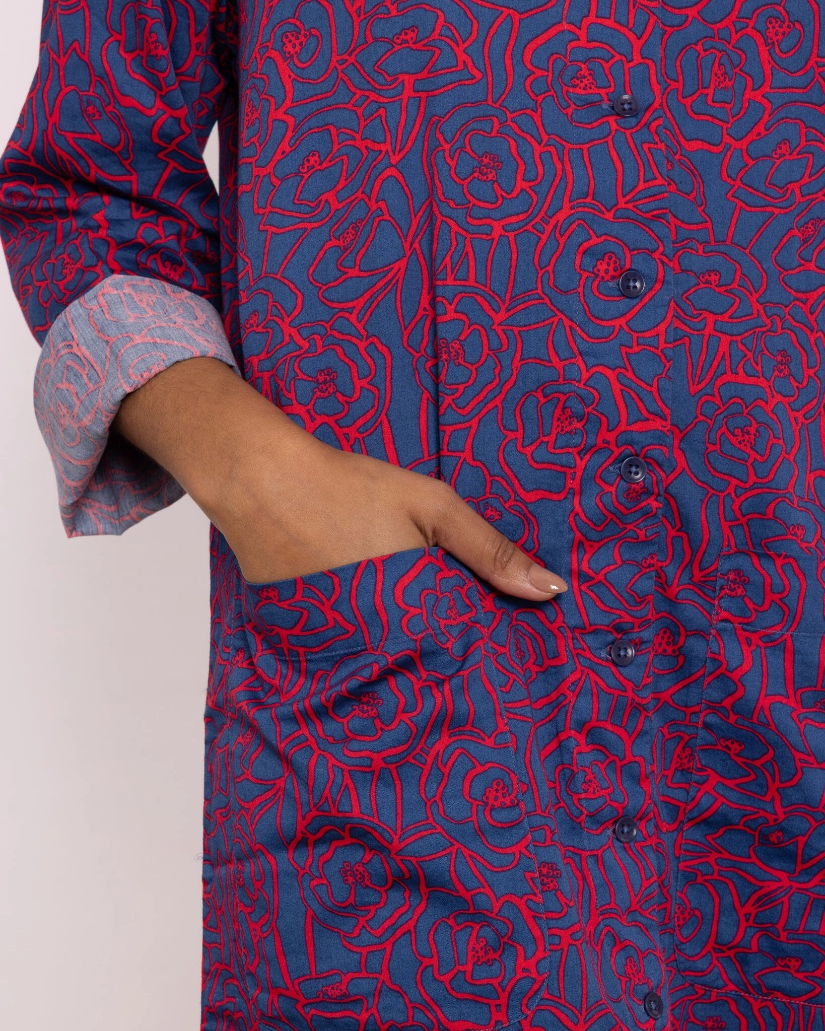 Organic Cotton Red Nightshirt, Bums and Roses