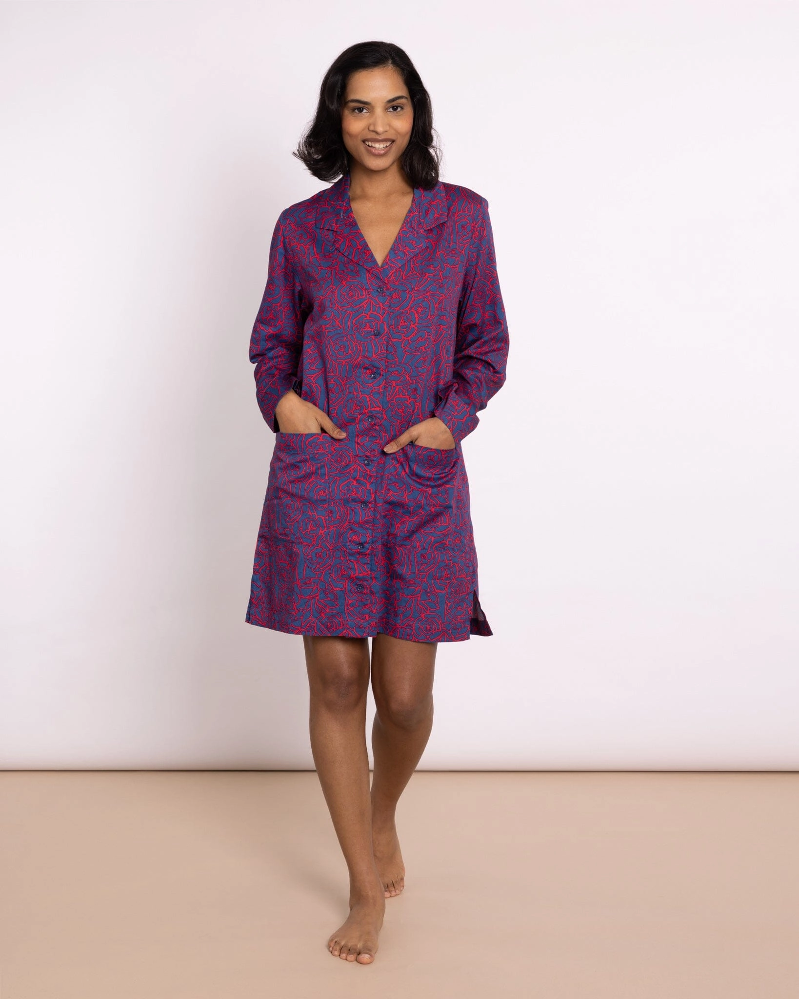 Organic Cotton Red Nightshirt, Bums and Roses
