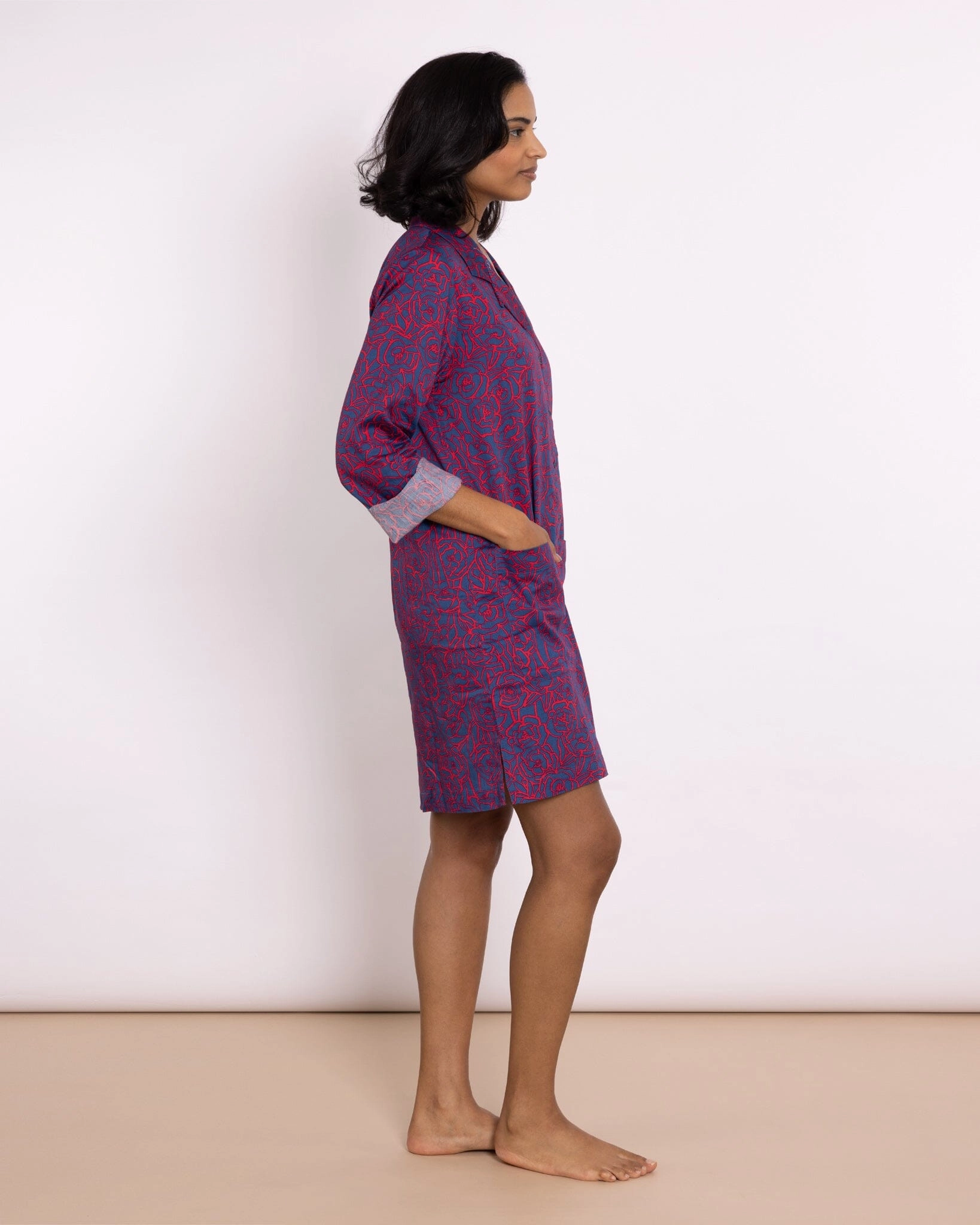 Organic Cotton Red Nightshirt, Bums and Roses