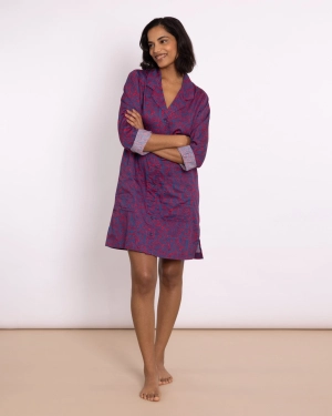 Organic Cotton Red Nightshirt, Bums and Roses