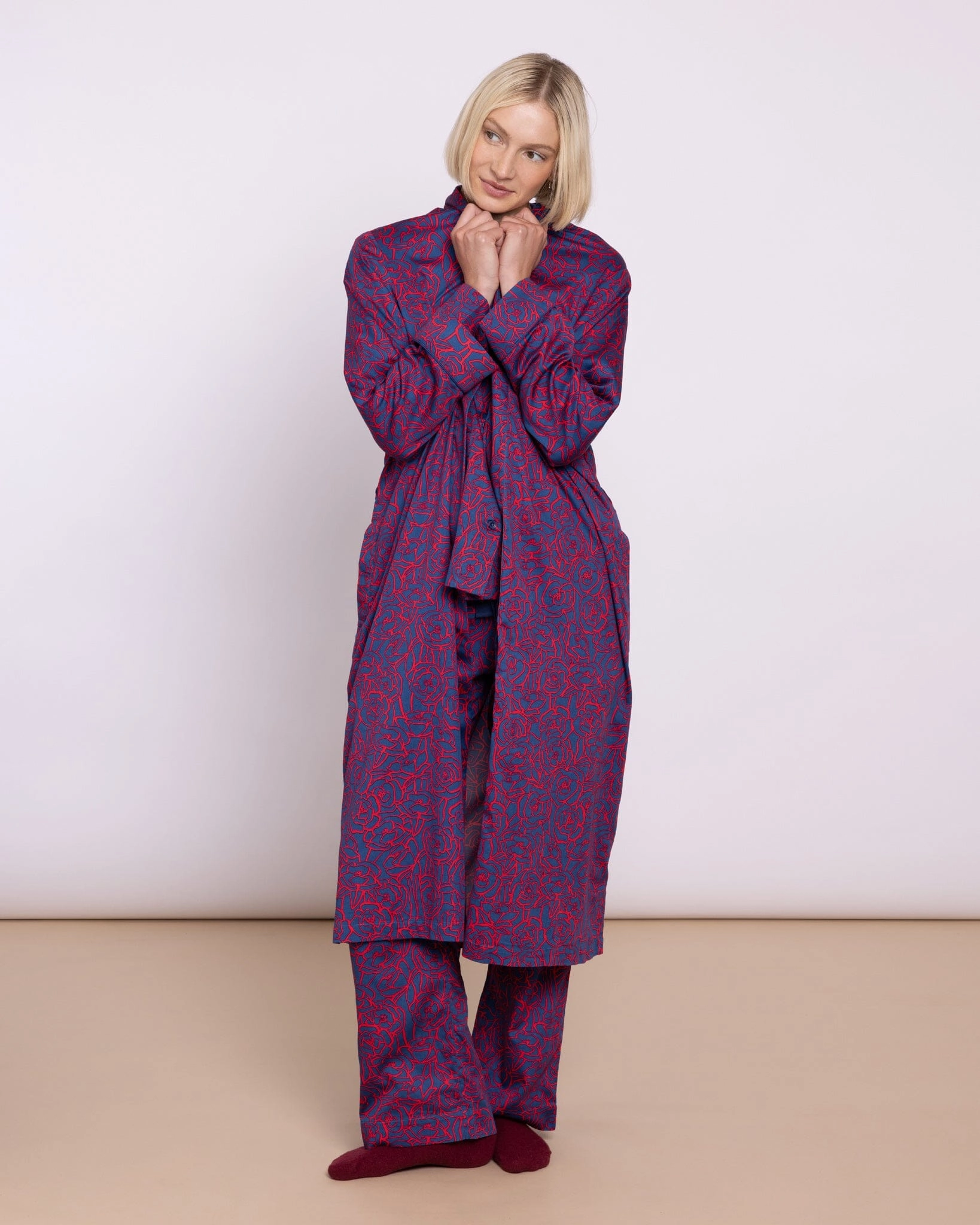 Organic Cotton Red Robe, Bums and Roses