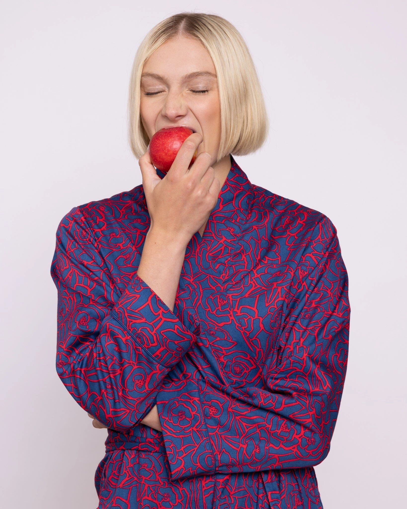 Organic Cotton Red Robe, Bums and Roses