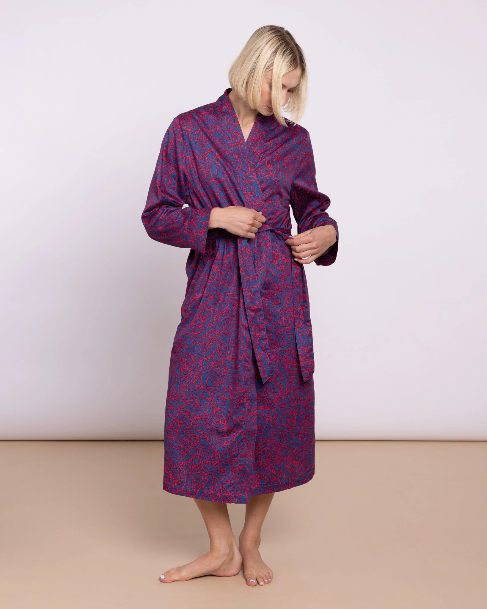 Organic Cotton Red Robe, Bums and Roses