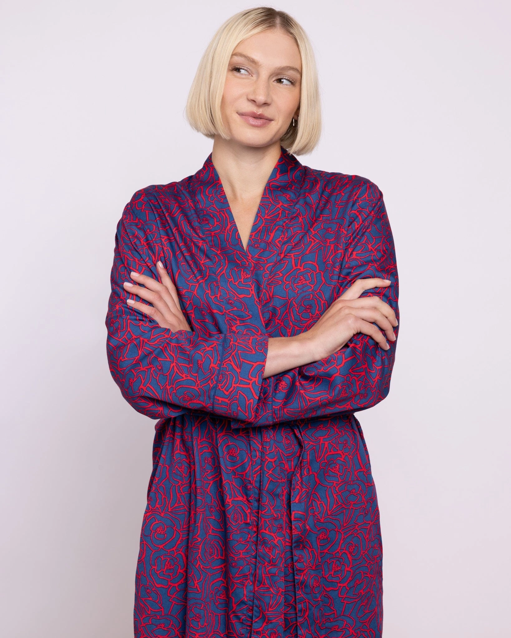 Organic Cotton Red Robe, Bums and Roses