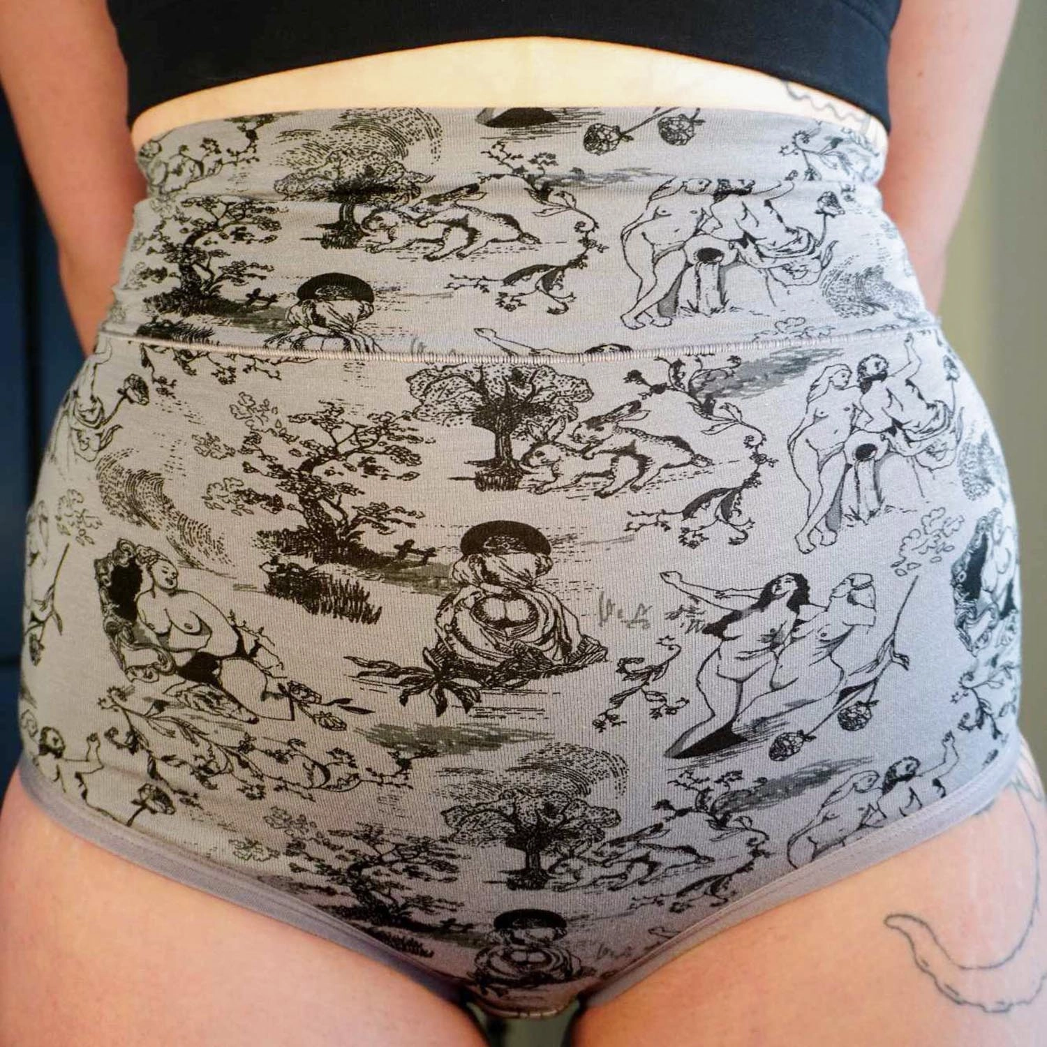 Organic Cotton Super High Waist Panties - Passion au Jardin - L'Amour Noir