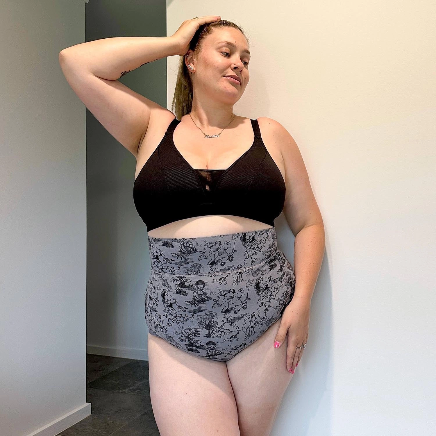Organic Cotton Super High Waist Panties - Passion au Jardin - L'Amour Noir