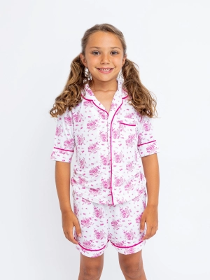 Pink Flowers Short Sleeve Pajama Set