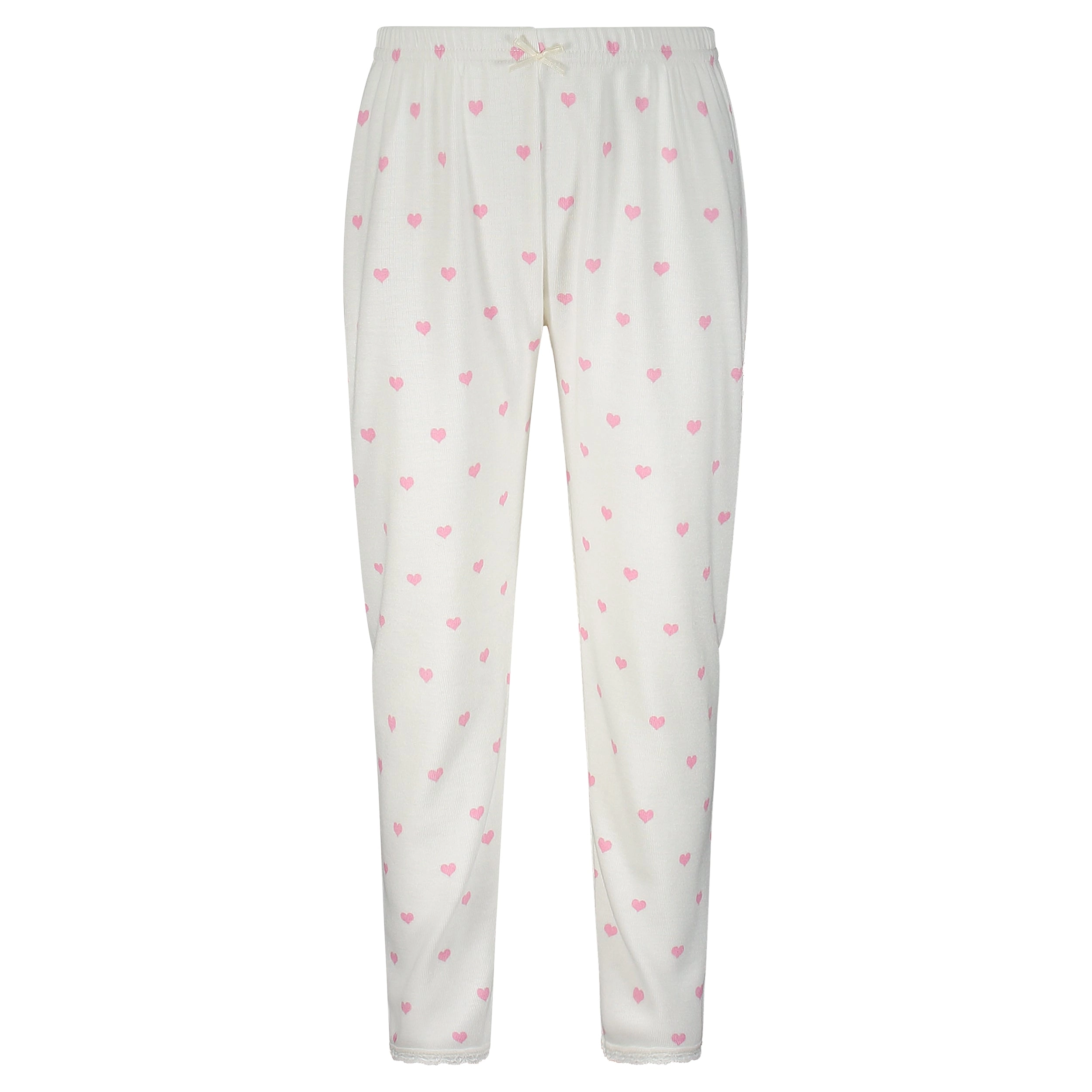 Polkadot GIRLS Pink Hearts Print PANTS w Lace Hems -Restocked