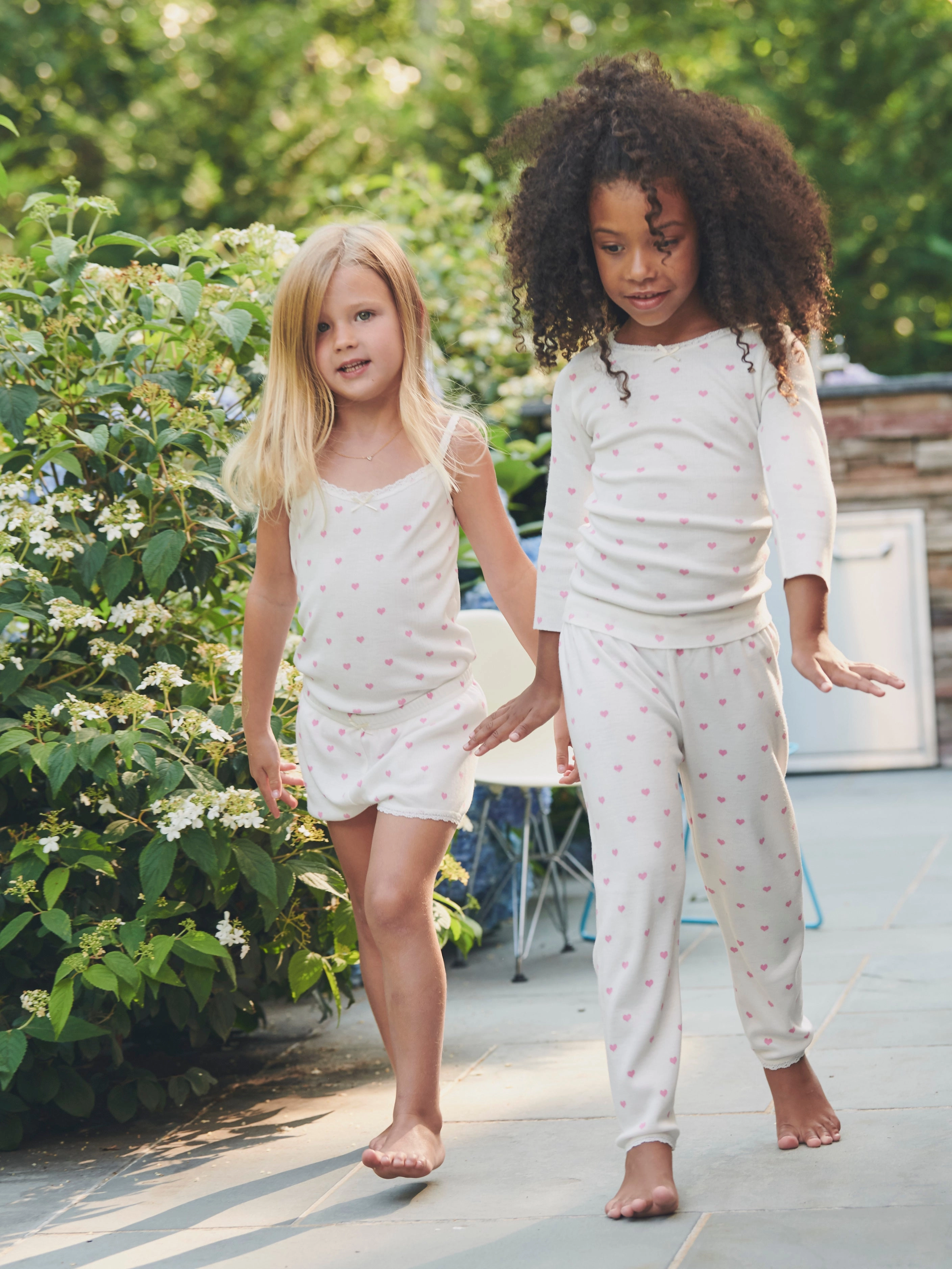 Polkadot GIRLS Pink Hearts Print PANTS w Lace Hems -Restocked