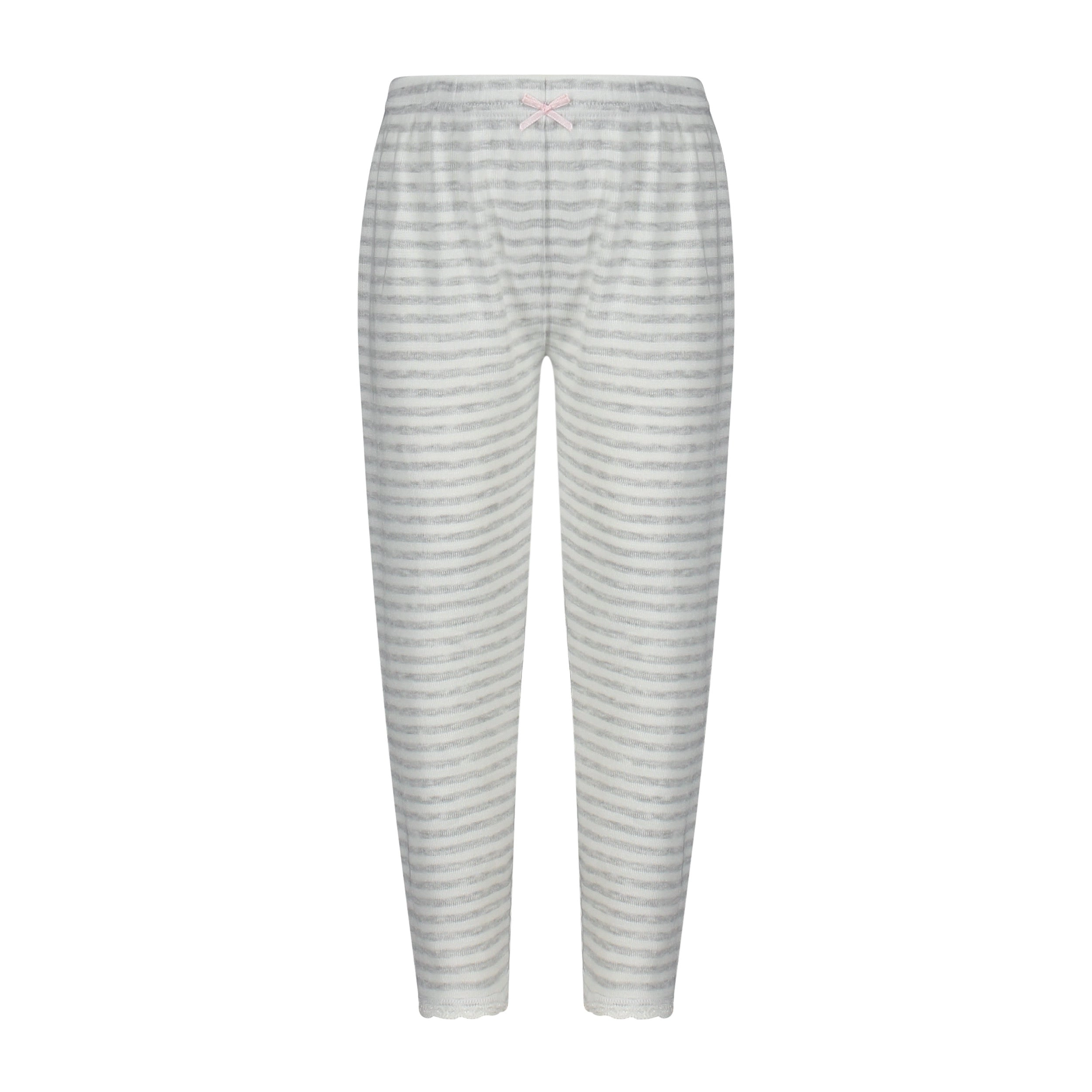 Polkadot GIRLS PJ PANT Grey Sailor Stripe w Lace Hems
