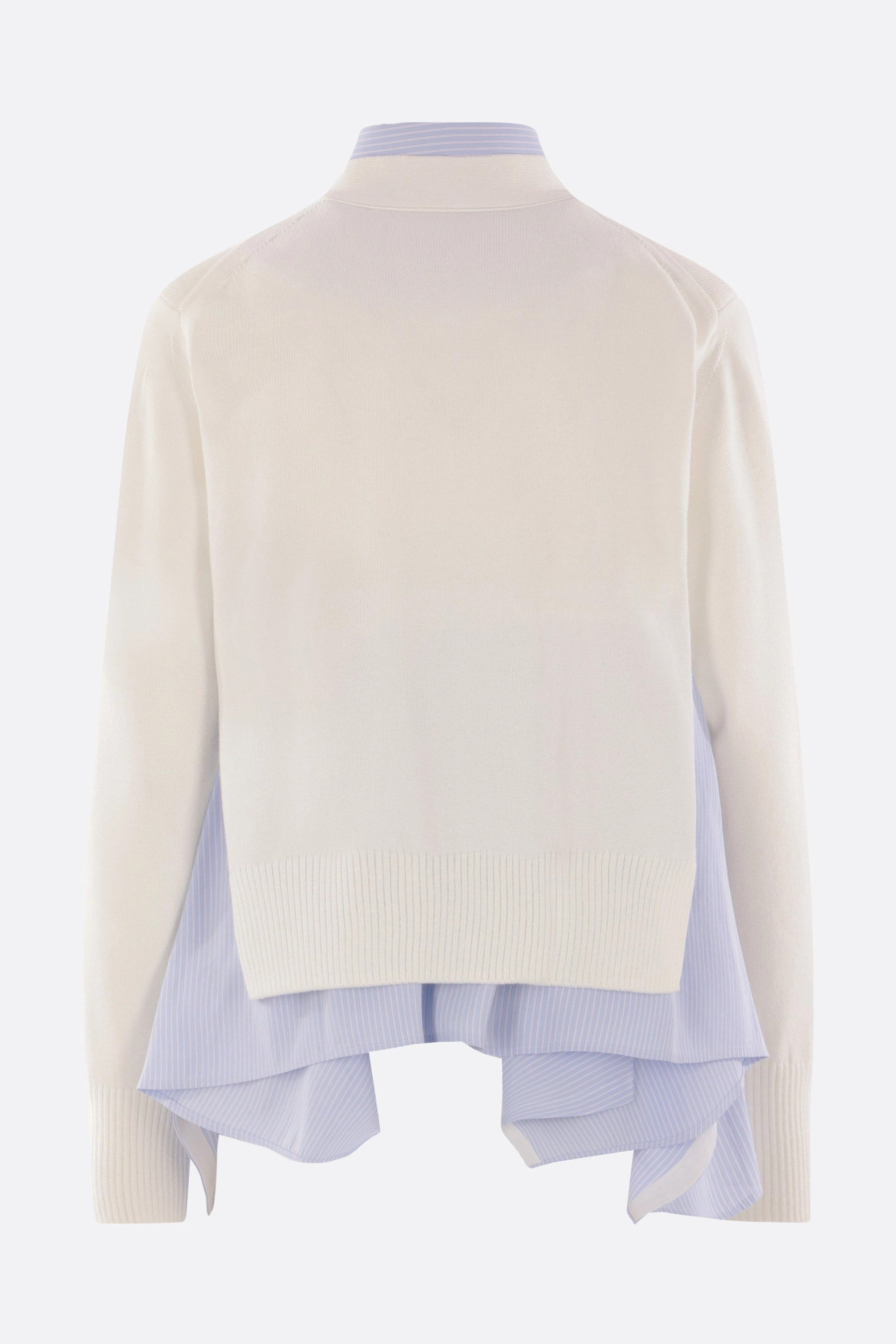 poplin shirt with overlay cardigan