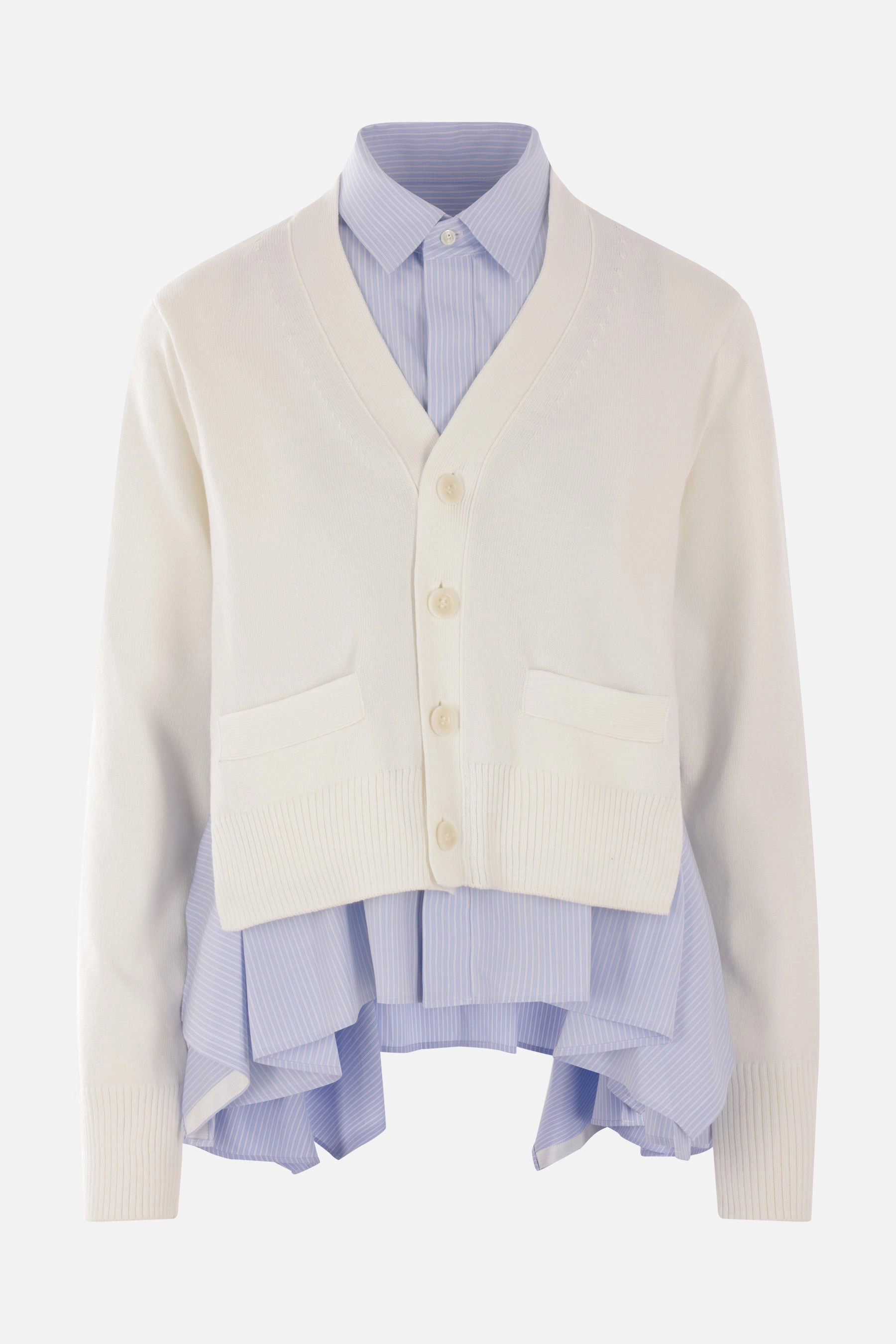 poplin shirt with overlay cardigan
