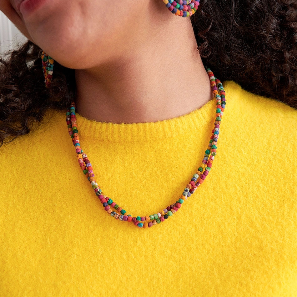 Recycled Sari Two Strand Necklace, India