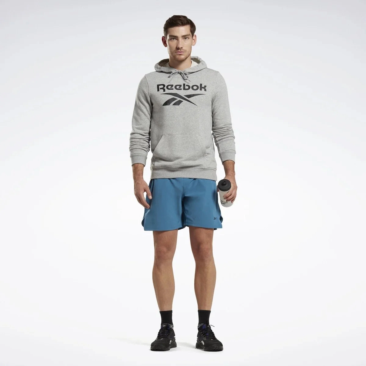 Reebok Identity French Terry Vector Pullover Hoodie Medium Grey Heather