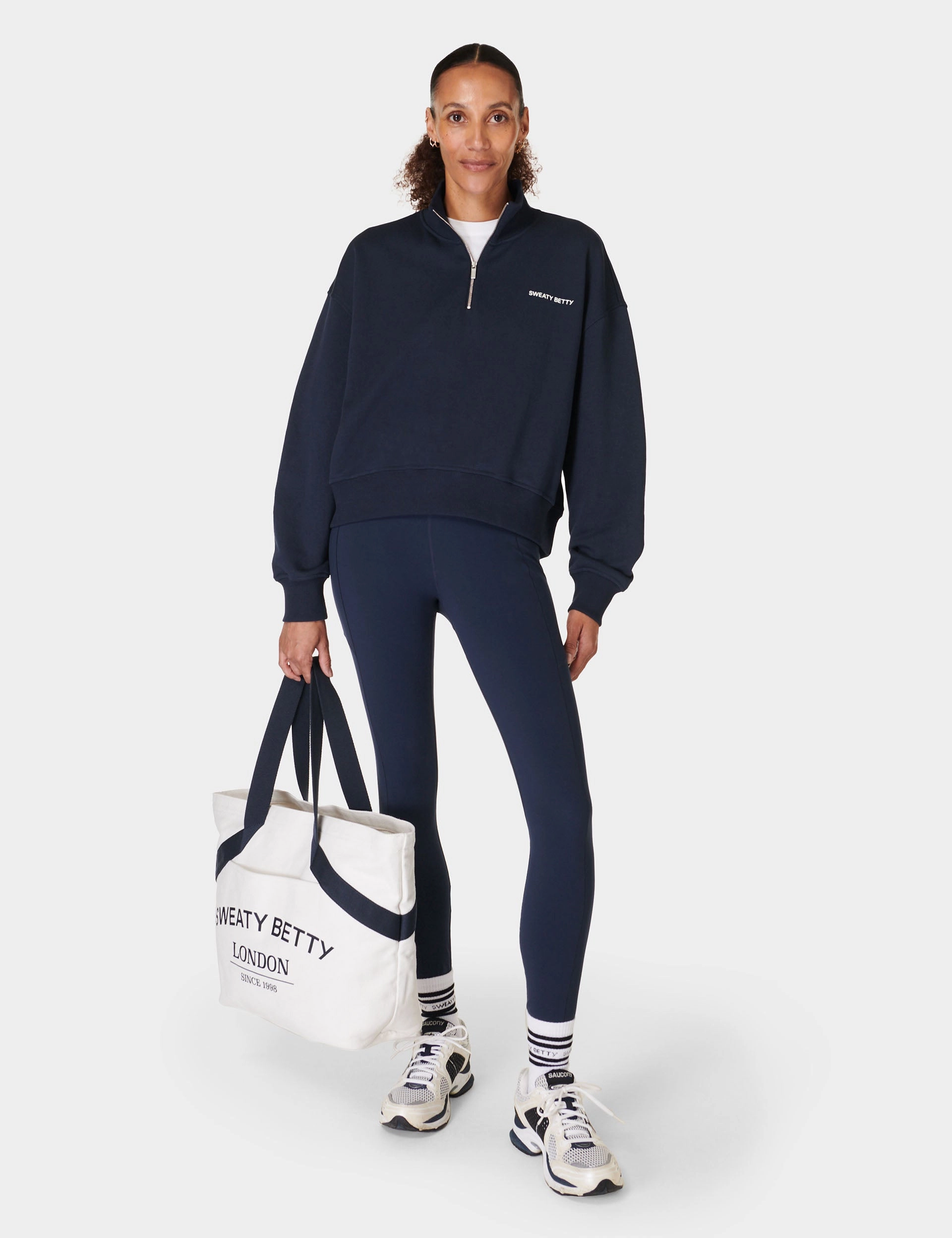 Revive Crop Half Zip - Navy Blue