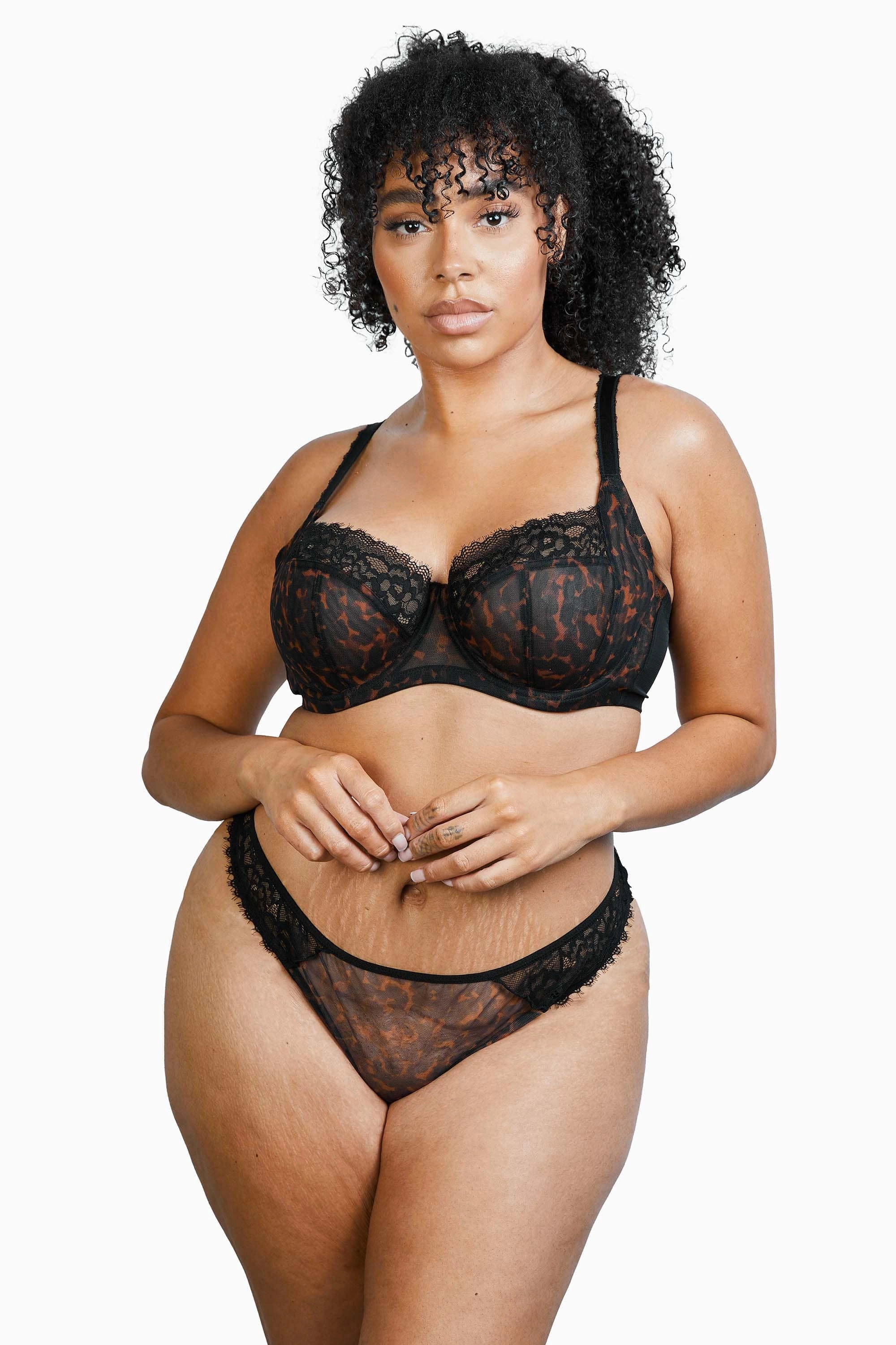 Rosalyn Black Tortoiseshell Lace Brazilian Brief