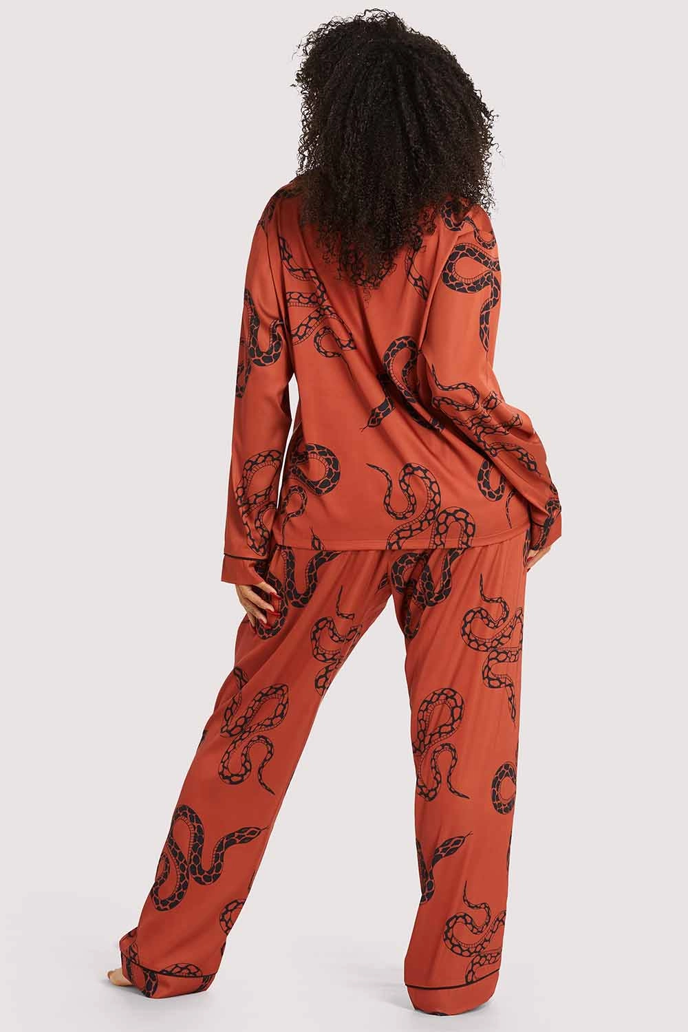 Rust Snake Print Satin Pyjama Set