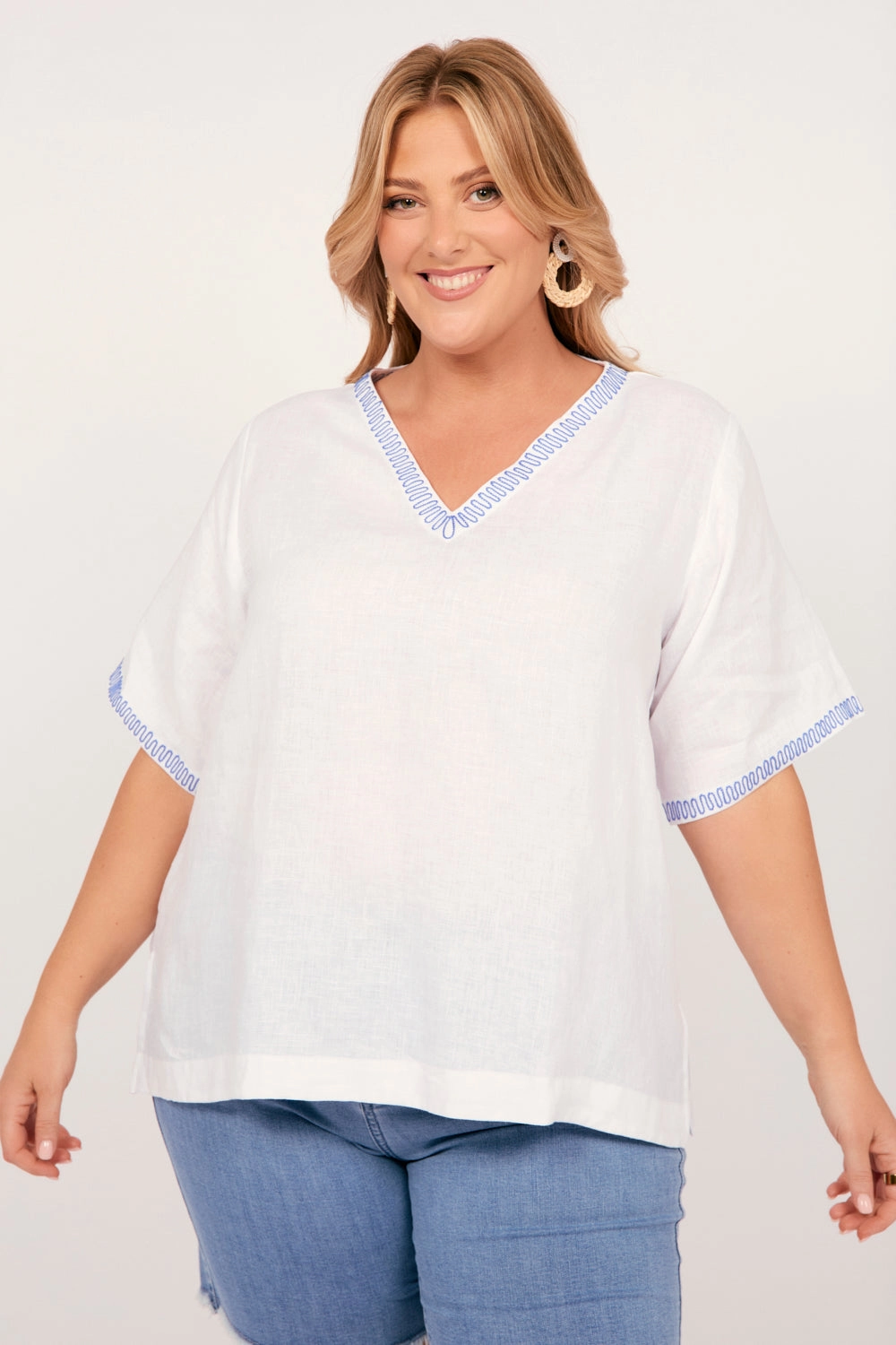 Samara Linen Top in Island Breeze