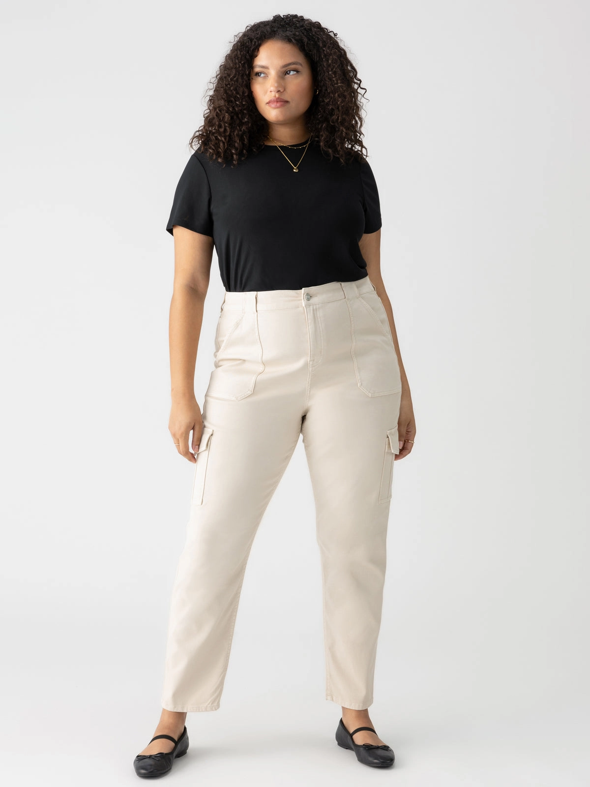 Sculpted Hayden Cargo Standard Rise Pant Toasted Almond Extended Sizing