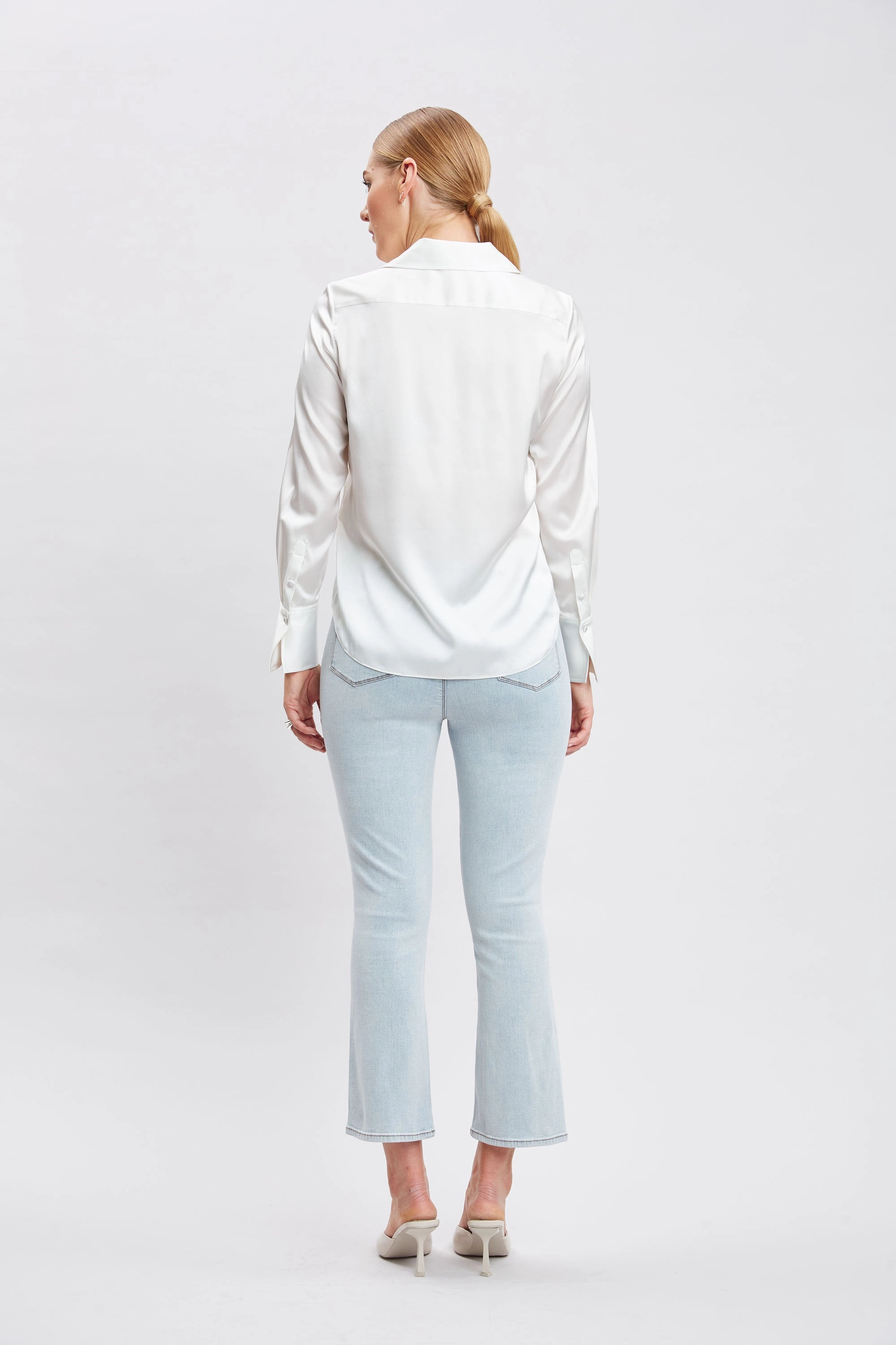 Silk Satin Button Down Shirt