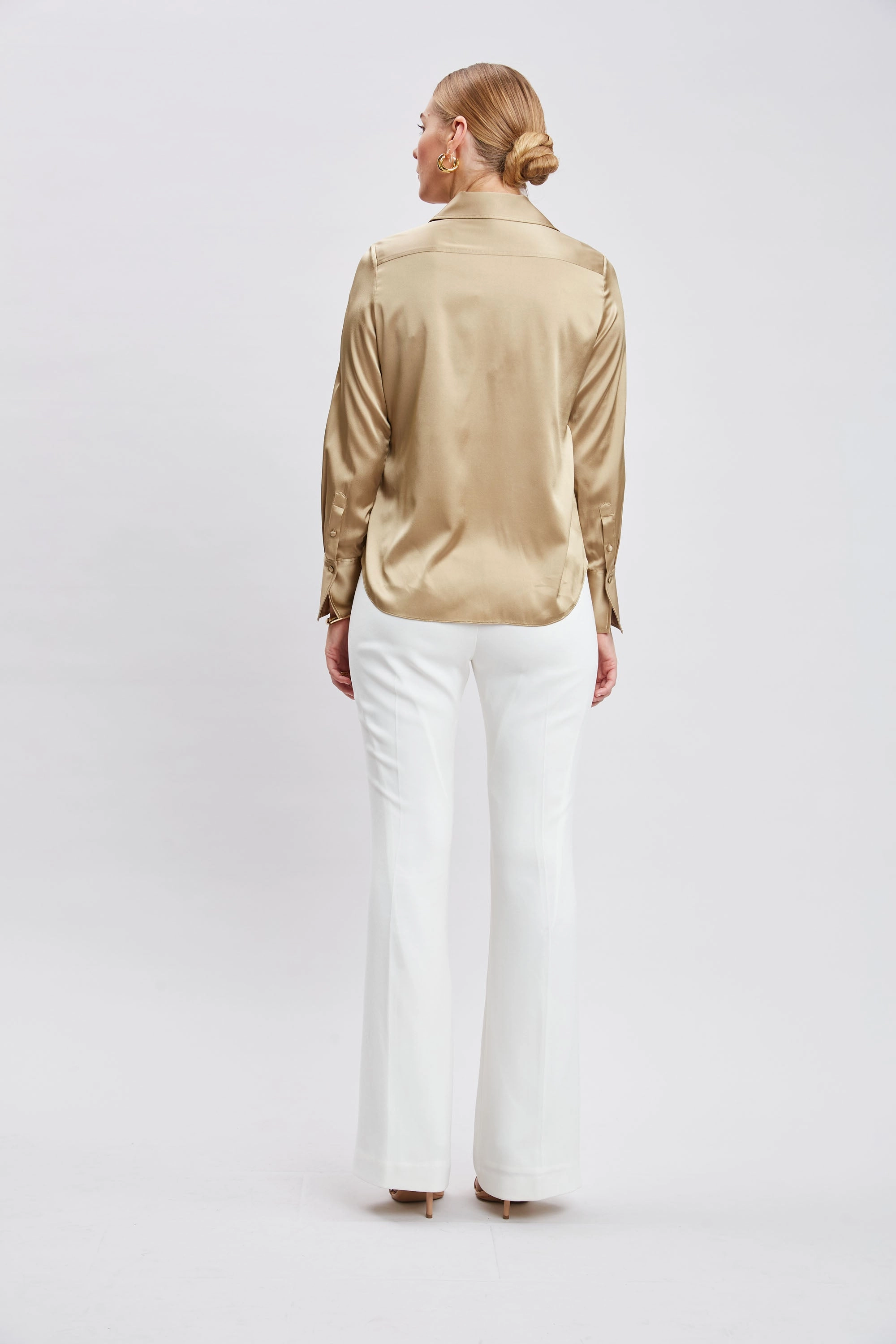 Silk Satin Button Down Shirt