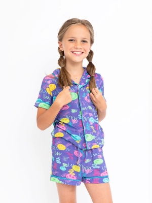 Smiley Face Short Sleeve Pajama Set