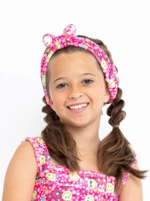 Spring Flowers Plush Spa Headband with Bow