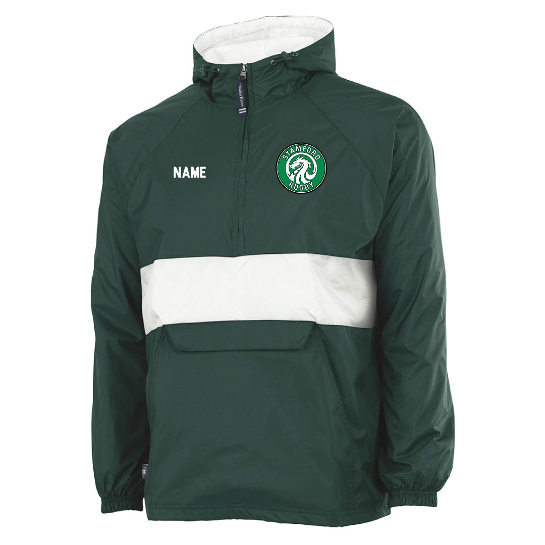 Stamford Rugby Coach Hooded Striped 1/4 Zip Wind Pullover