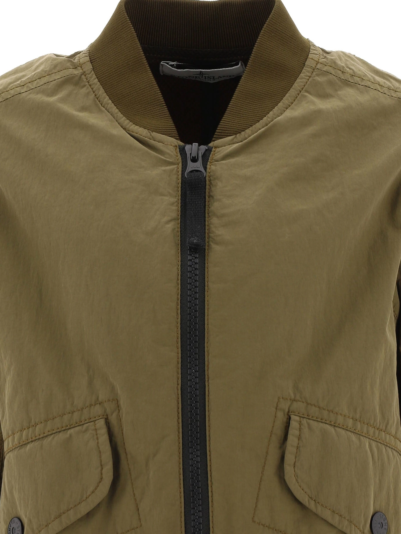 Stone Island Junior Logo Patch Zip-Up Bomber Jacket