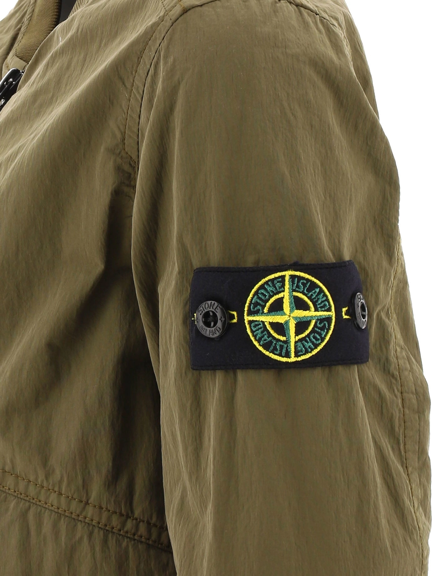 Stone Island Junior Logo Patch Zip-Up Bomber Jacket