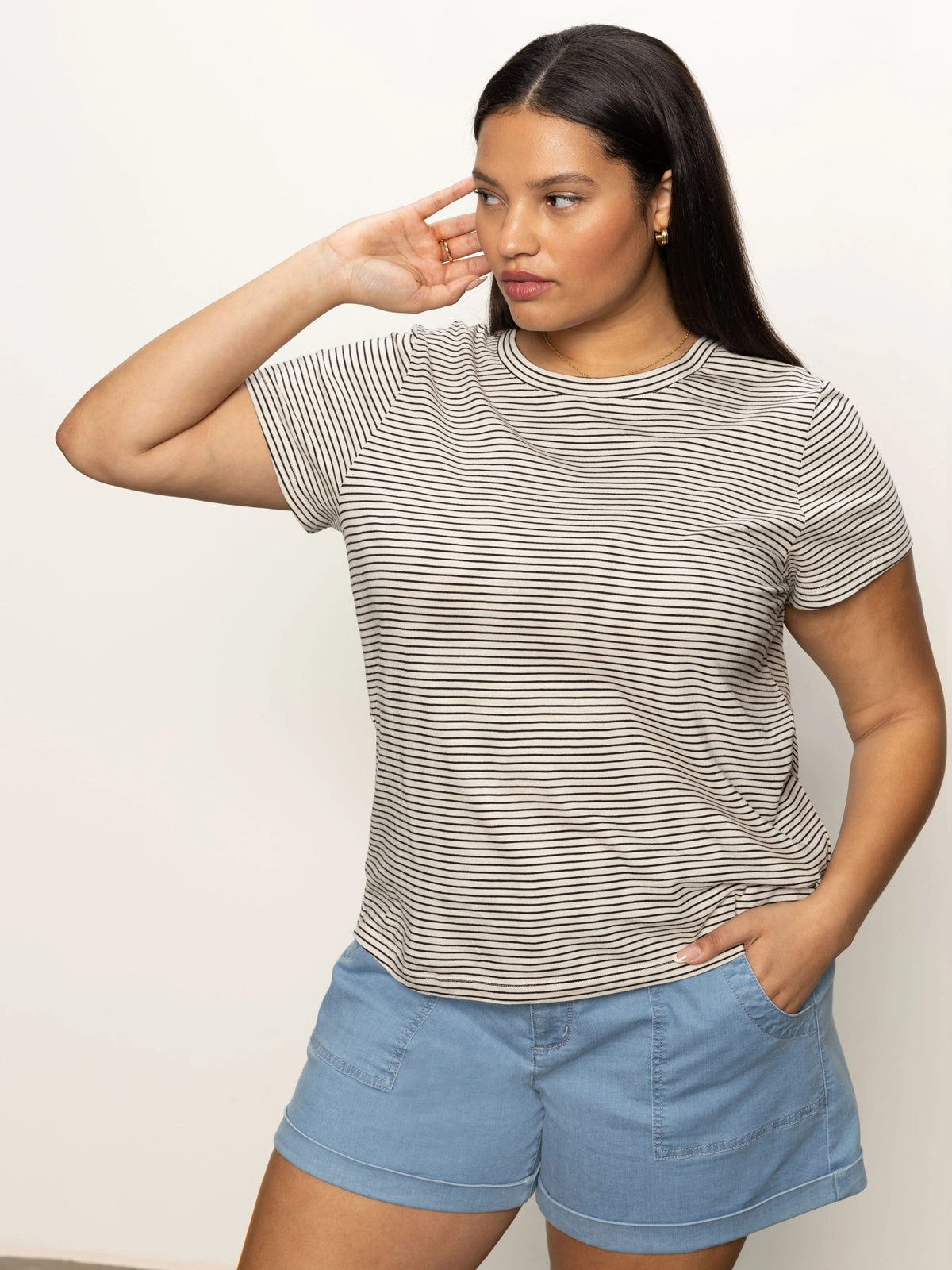 The Perfect Tee Pumice Stone / Black Stripe Extended Sizing