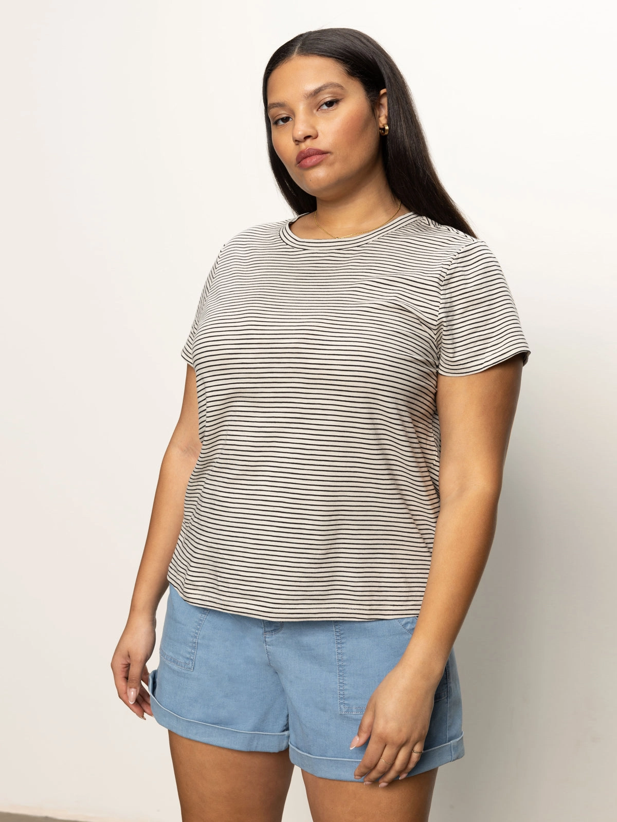 The Perfect Tee Pumice Stone / Black Stripe Extended Sizing