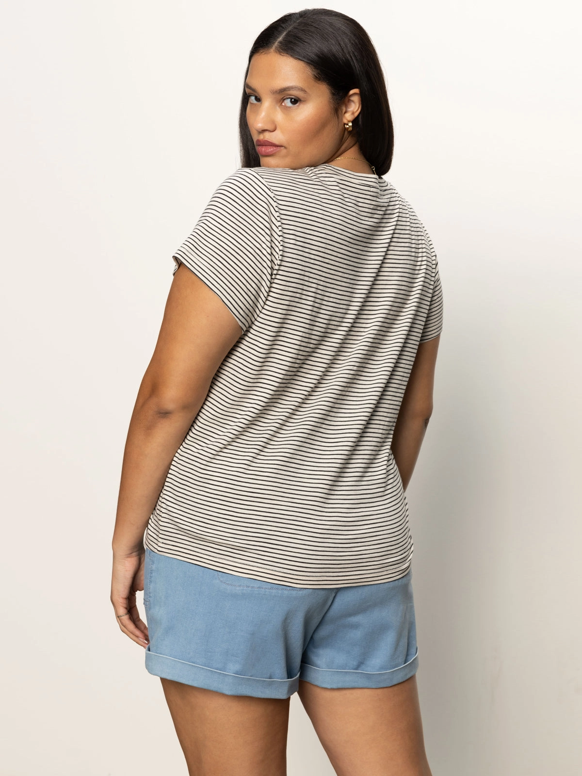 The Perfect Tee Pumice Stone / Black Stripe Extended Sizing