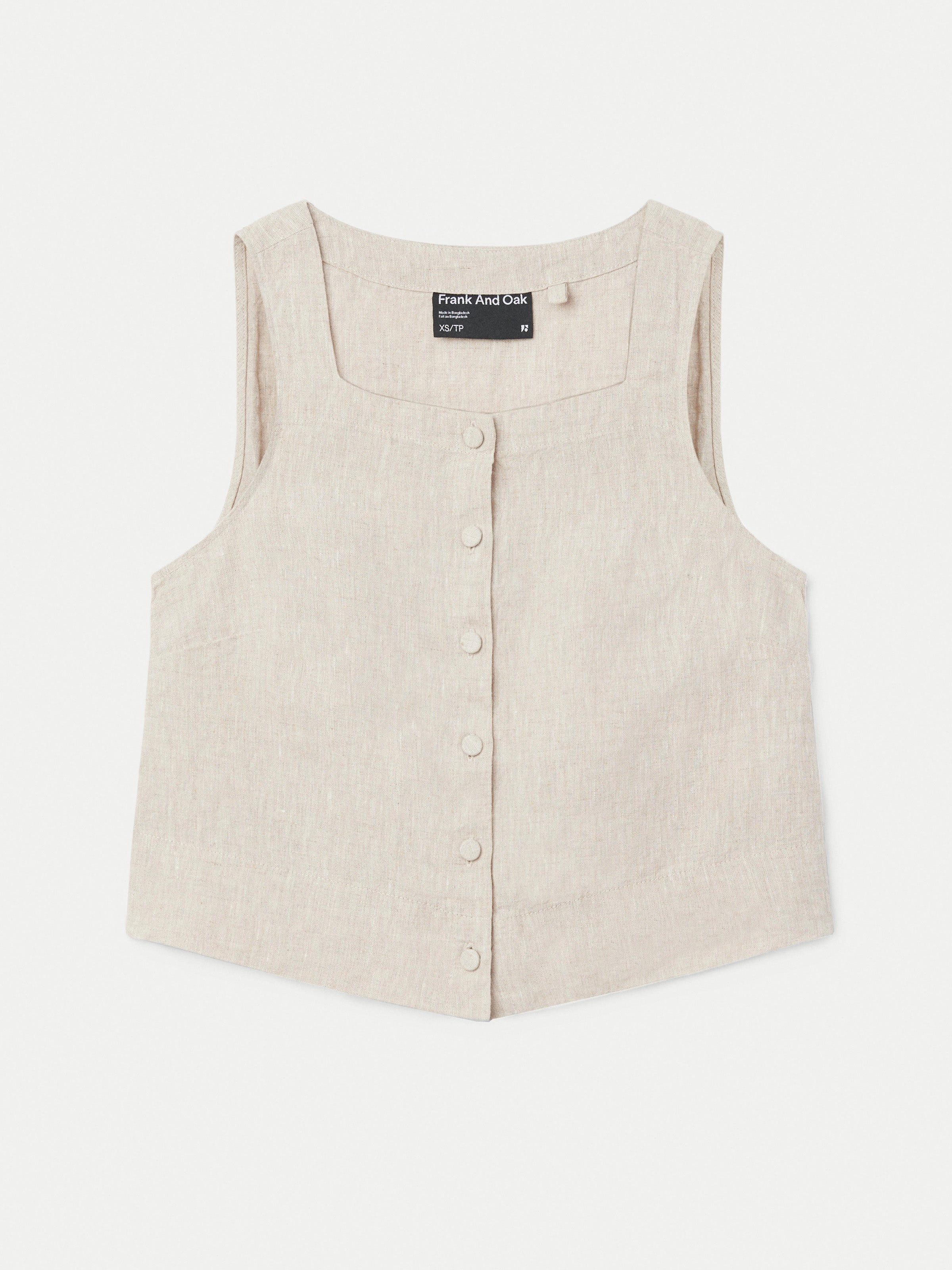 The Shell Linen Top in Light Beige
