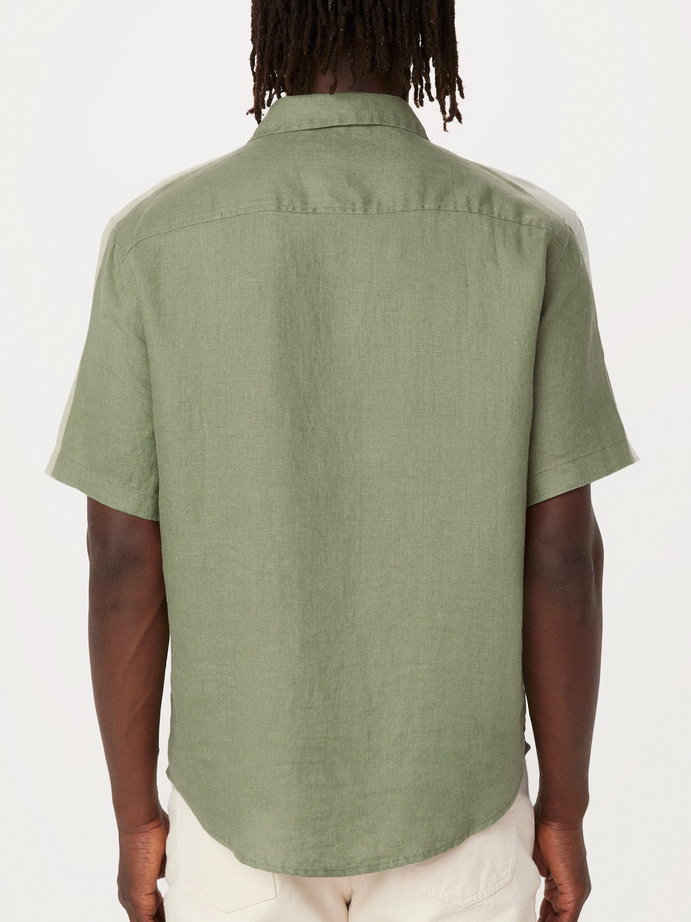 The Short Sleeve Linen Shirt in Olive Green