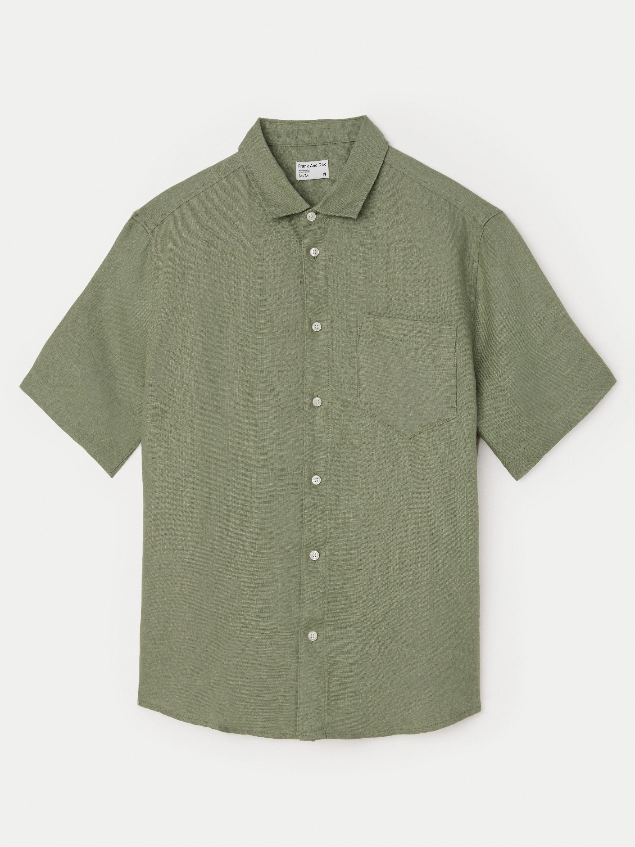 The Short Sleeve Linen Shirt in Olive Green