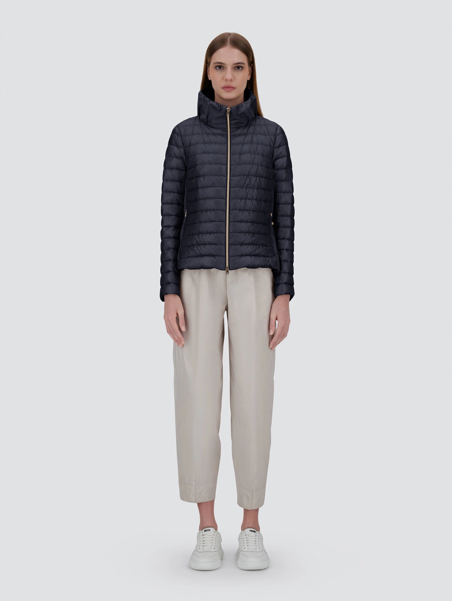Ultralight Nylon and Techno Taffeta Jacket in Navy