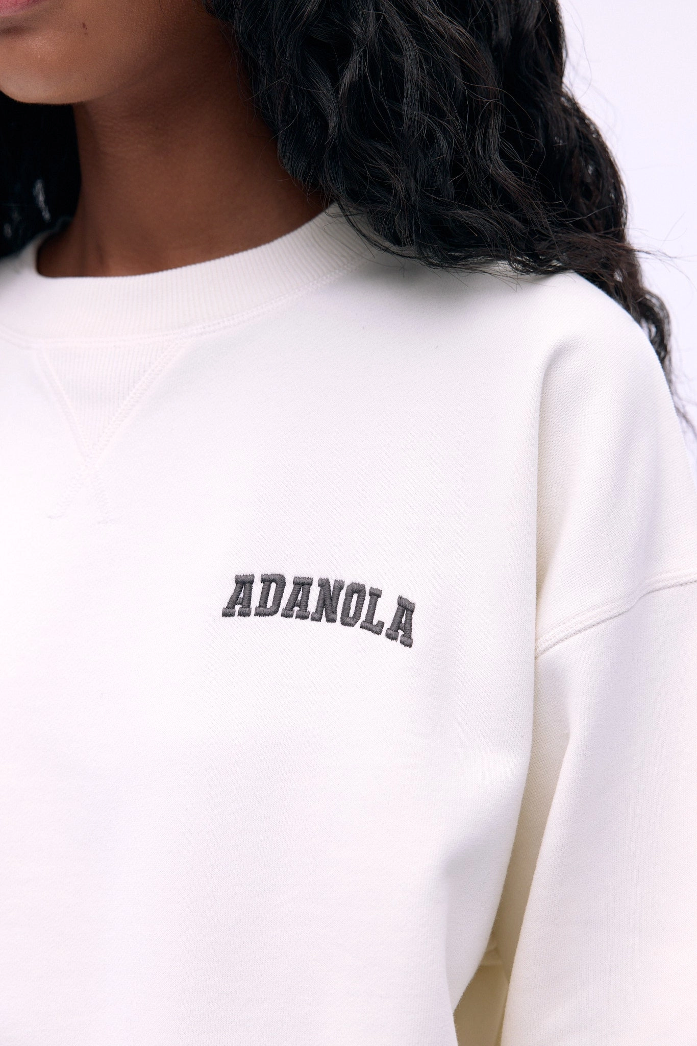 Varsity Loose Fit Sweatshirt - Marshmallow White/Coffee Bean
