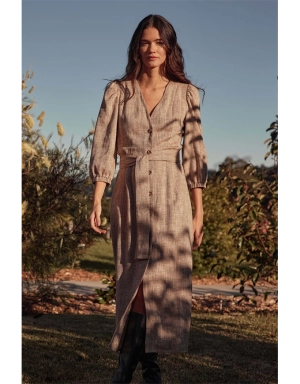 Verge Dress Caramel Cross-Dye