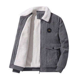 West Louis™ Warm Fur Collar Corduroy Coat