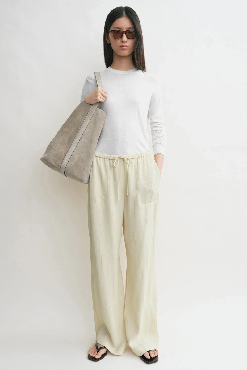 Woven Stripe Drawstring Trousers